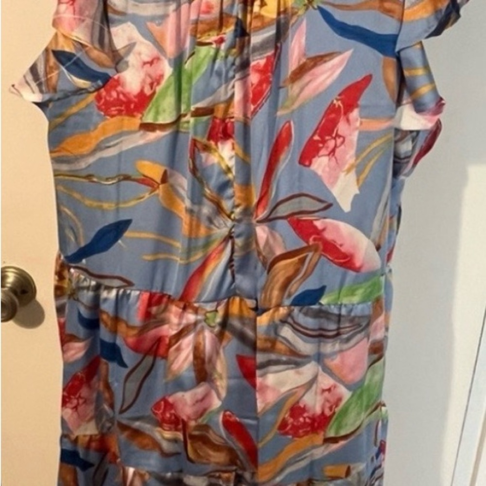 Umgee Light Blue Floral Maxi Dress with Multicolor Print Medium - Picture 7 of 11